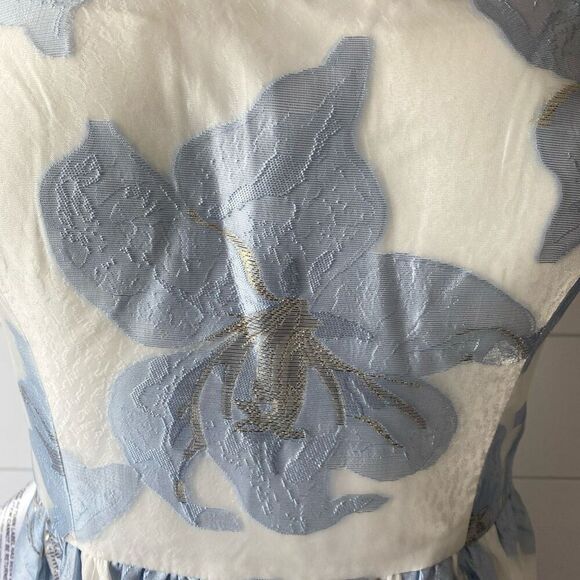 Kay Unger CASSIE MIDI DRESS Size 12 Blue, Silver, White - Picture 3 of 11